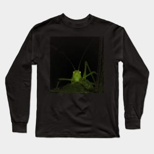 green grasshopper looks at someone creepy Long Sleeve T-Shirt